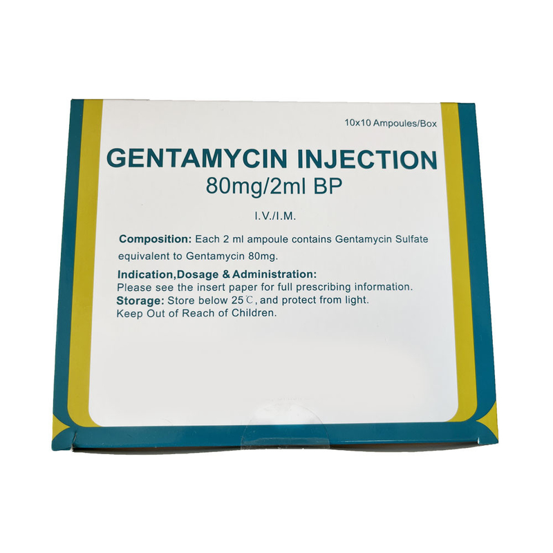 Clear Liquid Gentamycin Injection 2ml 80mg 10Vials/Box 100vials/box