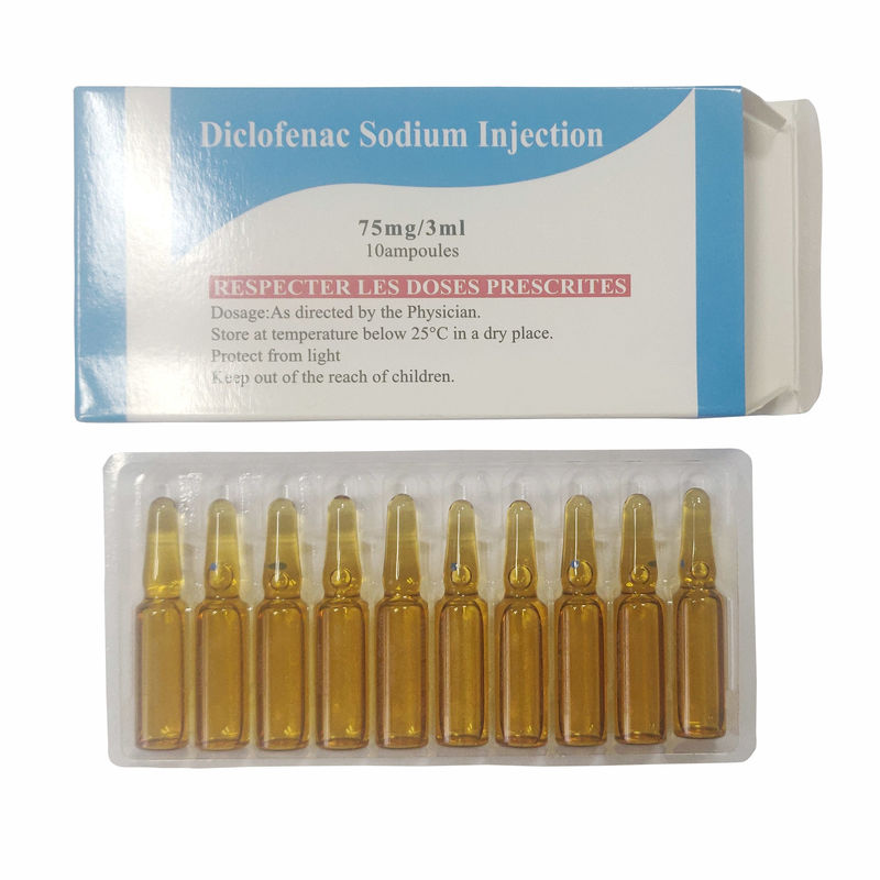 Colorless Clear Diclofenac Sodium Injection 3ml 75mg 10 Vials/Box OEM