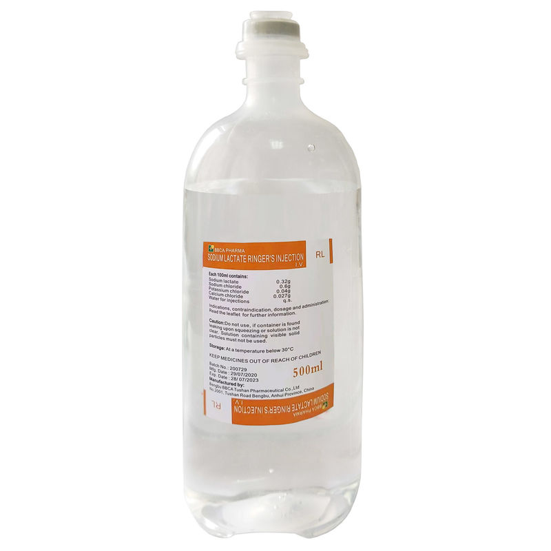 Sodium Lactate Ringer Injection Colorless 500ML Plastic Bottle  colorless and clean liquid